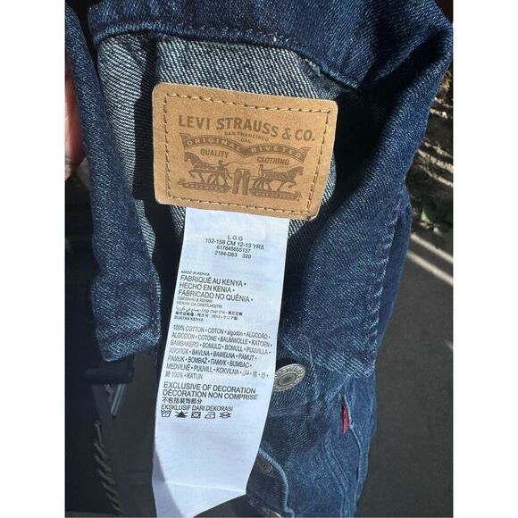 Levi's blue jean jacket size large 12-13 years brand new condition red tab brown - Picture 10 of 10
